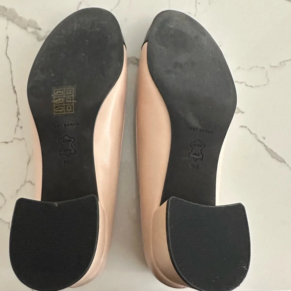 Tory Burch Two-Tone Blush Pink and Black Block Heel Flats